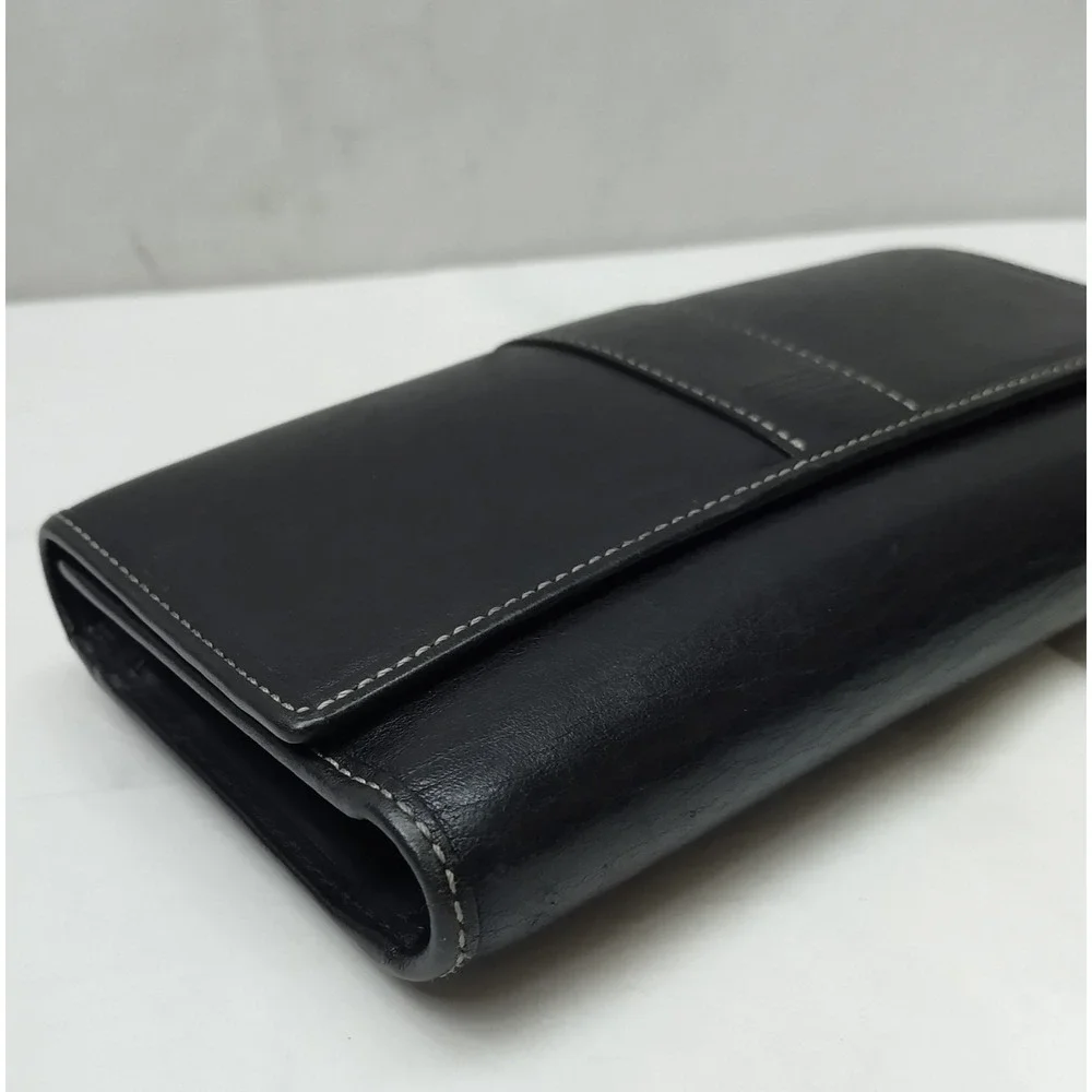 Coach Black Leather Credit Card ID Window Trifold Wallet